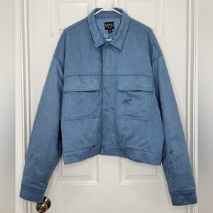 Boohoo Men's Deep Blue Bomber Jacket